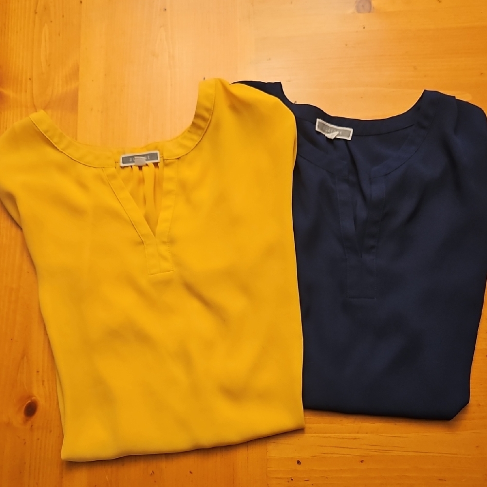 Pleione Brand Size XL Yellow and Navy Polyester Blouse Bundle